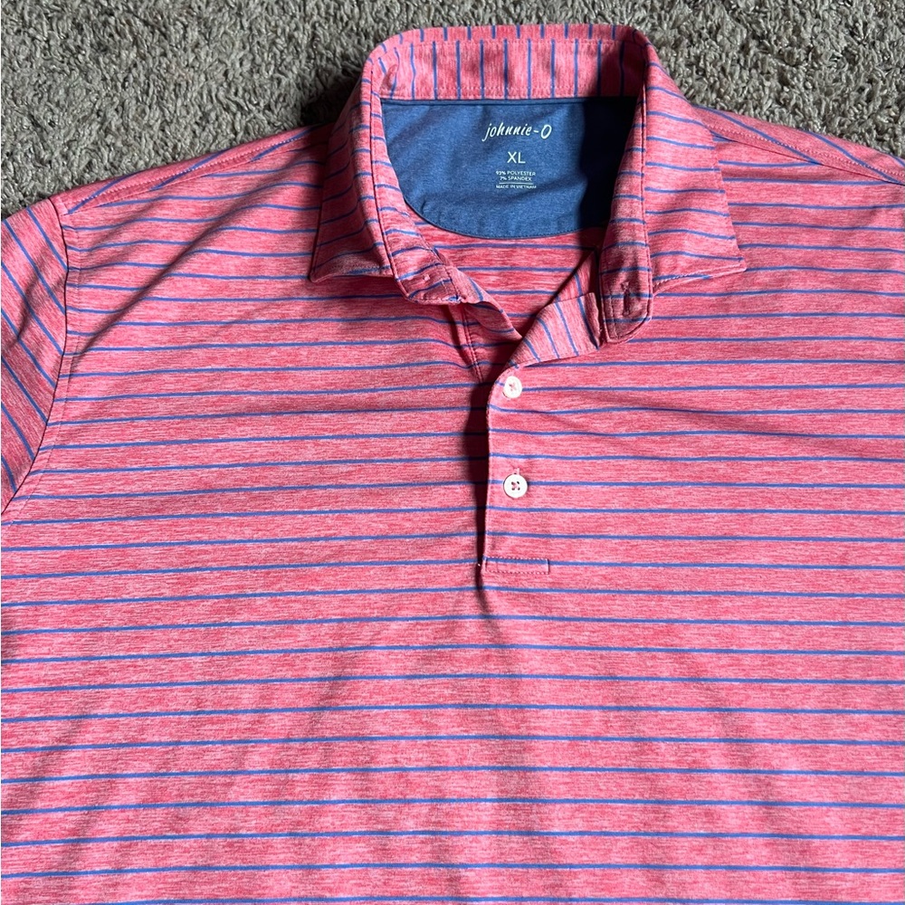 Johnnie-O Golf Polo Shirt XL Stripes Mendakota Country Club Minnesota Pink